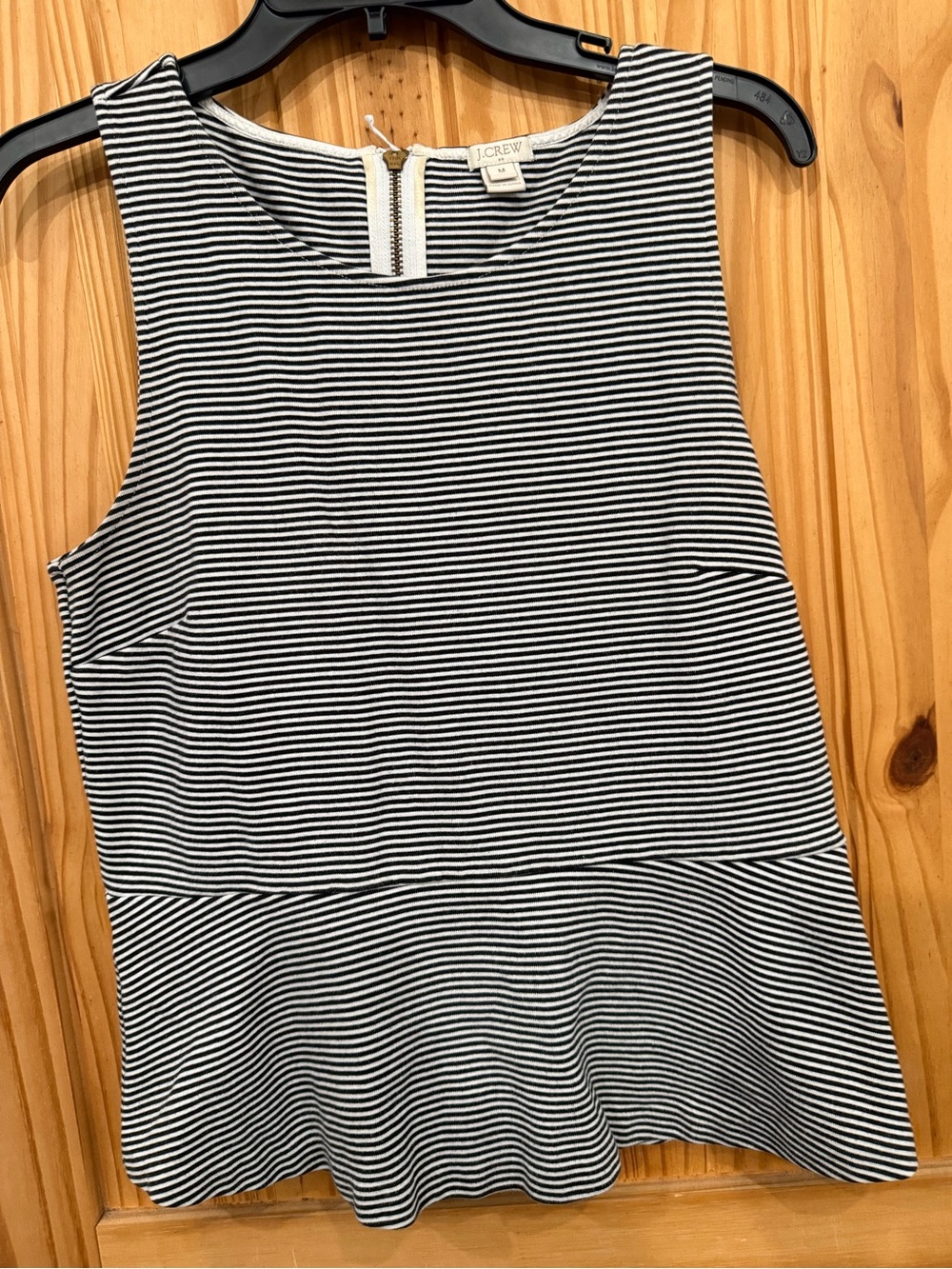 J. Crew Black & White Striped Peplum One-Piece